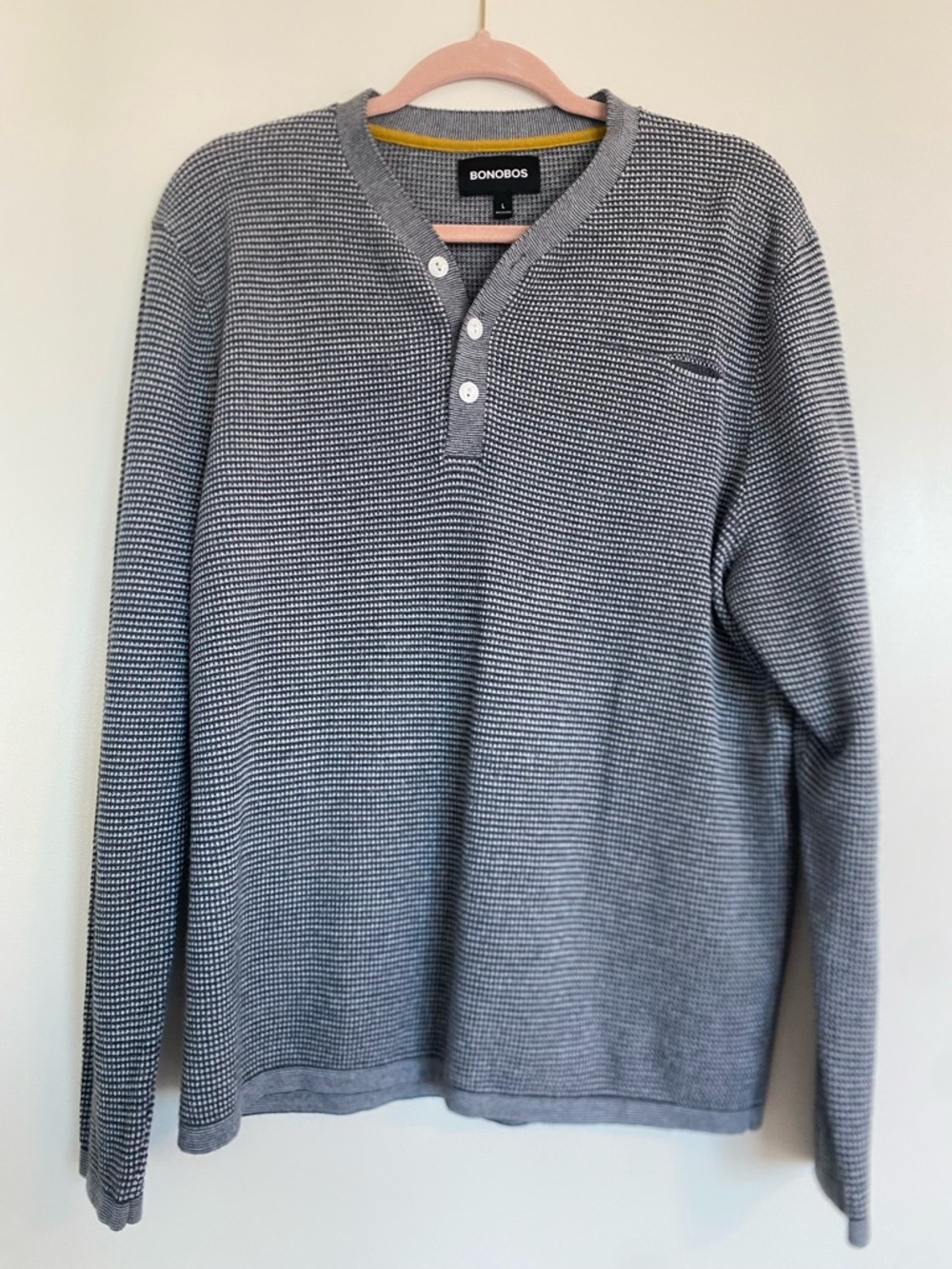 Bonobos Blue Gray Textured Henley Long Sleeve Size L